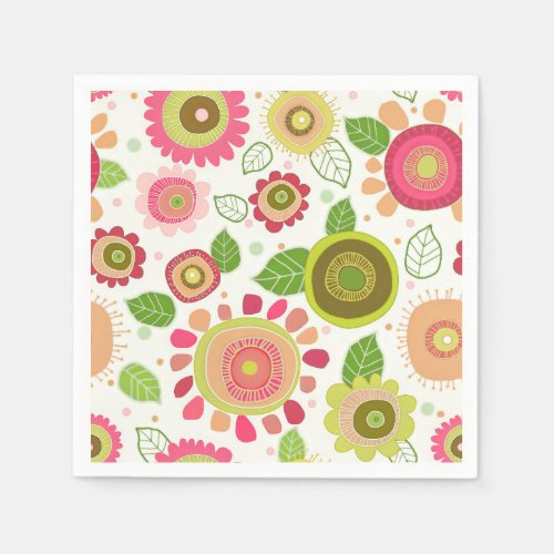 Colorful Cute Doodle Floral Leaves Pattern Paper N Napkins