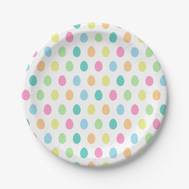 Colorful Cute Easter Egg Pattern Paper Plates (Front)