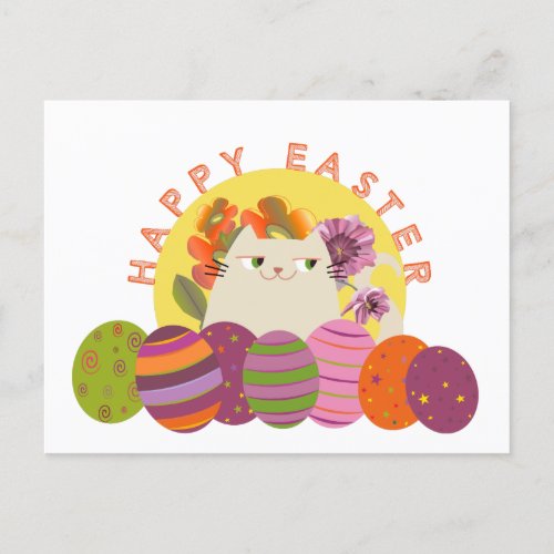 Colorful Cute Easter Holiday Postcard