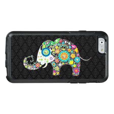 Colorful Cute Elephant Illustration On Black Otterbox Iphone 6/6s Case