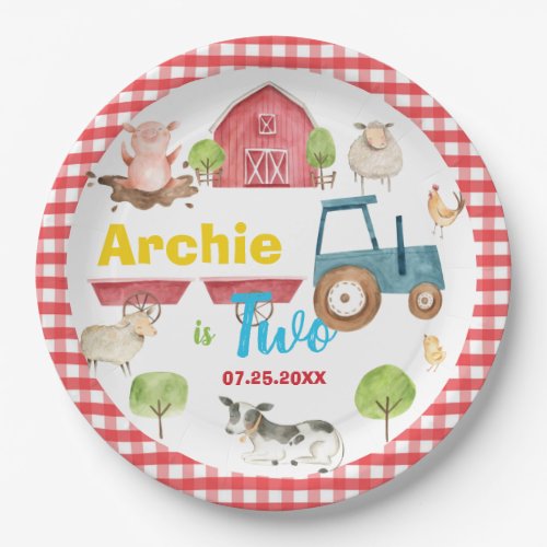 Colorful Cute Farm Animals Barnyard Birthday  Paper Plates