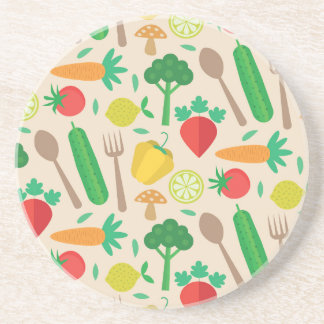 Colorful Cute Farmer's Market Vegetable Pattern Coaster