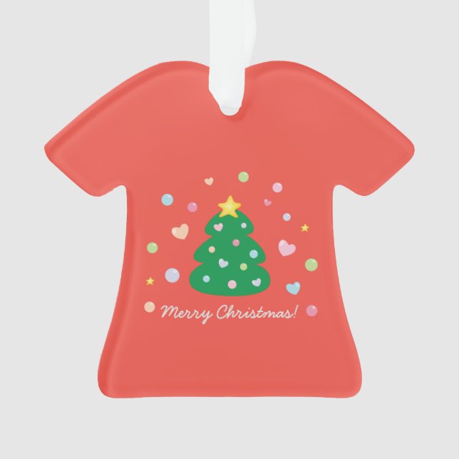 Colorful Cute Festive Merry Christmas Tree Ornament (Front)