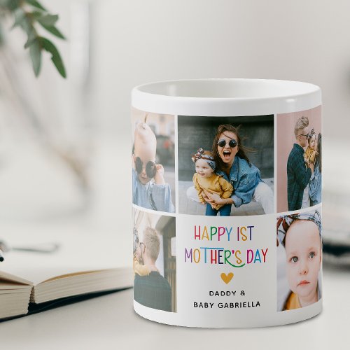 Colorful Cute First Mothers Day Photo Collage Coffee Mug