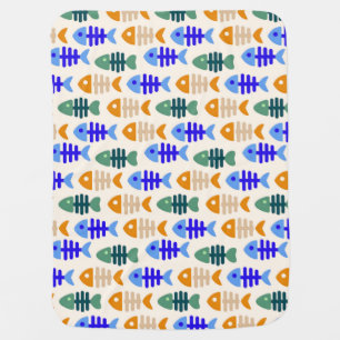 Colorful Cute Fish Bone Pattern Baby Blanket