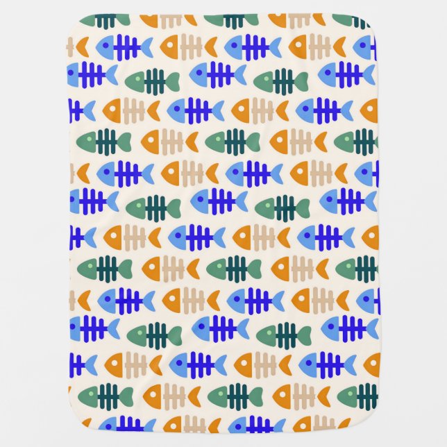 Colorful Cute Fish Bone Pattern Baby Blanket (Front)