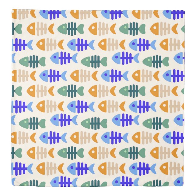 Colorful Cute Fish Bone Pattern Duvet Cover (Front)