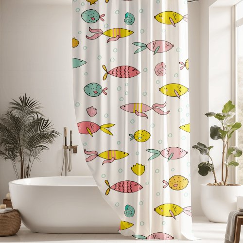 Colorful Cute Fish Pattern Shower Curtain