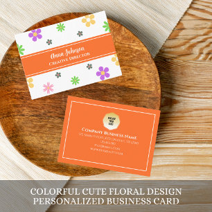 Colorful Cute Floral Design Personalized Business Card