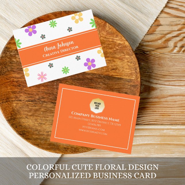 Colorful Cute Floral Design Personalized  Business Card (Creator Uploaded)