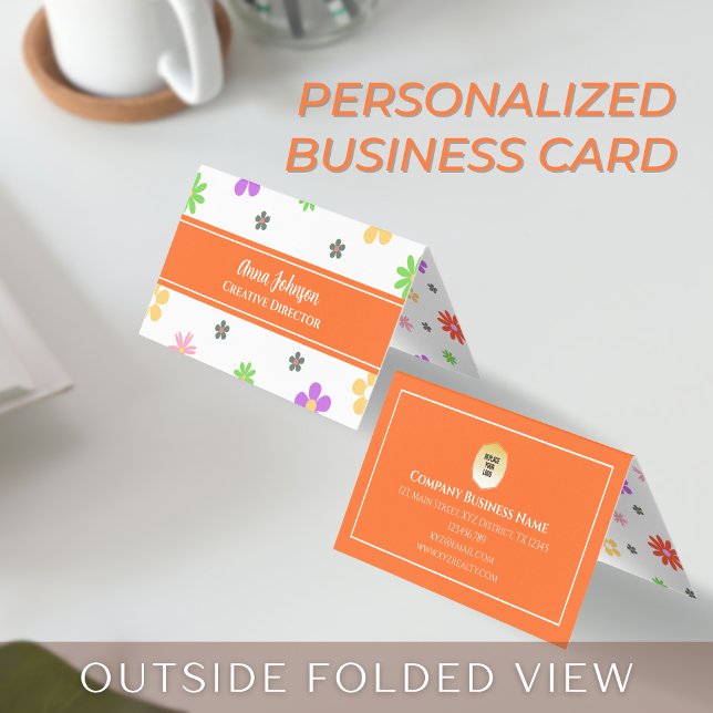 Colorful Cute Floral Pattern Personalized Name Business Card (Creator Uploaded)