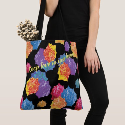 Colorful Cute Floral Rose Tote Bag