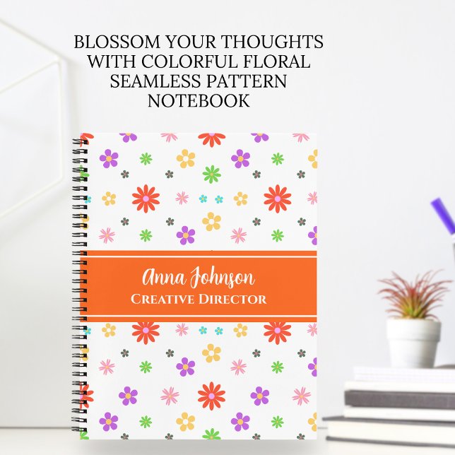 Colorful Cute Floral Seamless Pattern  Notebook (Creator Uploaded)