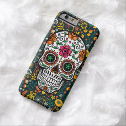 Colorful Cute Floral Sugar Skull Barely There iPhone 6 Case