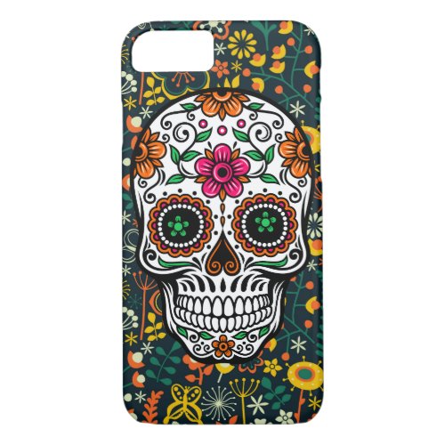 Colorful Cute Floral Sugar Skull iPhone 87 Case