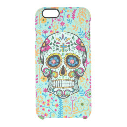 Colorful Cute Floral Sugar Skull &amp; Flowers Clear iPhone 6/6S Case
