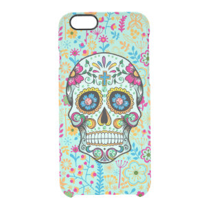 Colorful Cute Floral Sugar Skull & Flowers Clear iPhone 6/6S Case