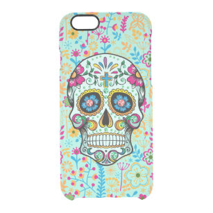 Colorful Cute Floral Sugar Skull & Flowers Clear iPhone 6/6S Case