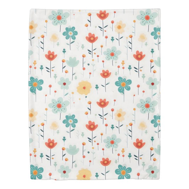 Colorful Cute Flowers Pattern Duvet Cover (Front)