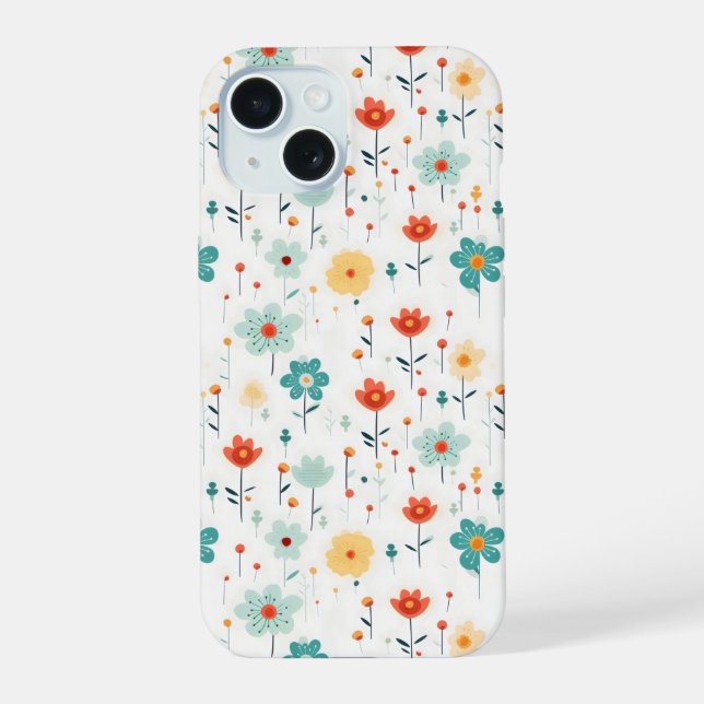 Colorful Cute Flowers Pattern Iphone Case (Back)