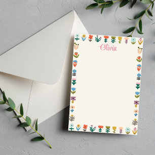Colorful Cute Folk Flower Notepad