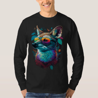 Colorful Cute Fox with Sunglasses Animal T-Shirt