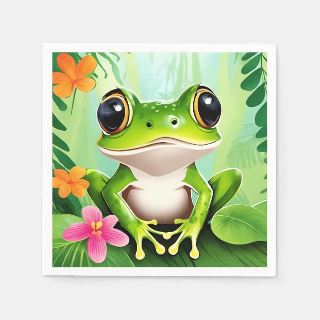 Colorful cute frog napkins (Front)