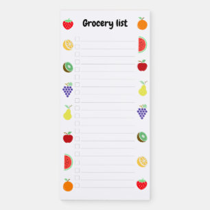 Colorful cute fruits grocery list magnetic notepad