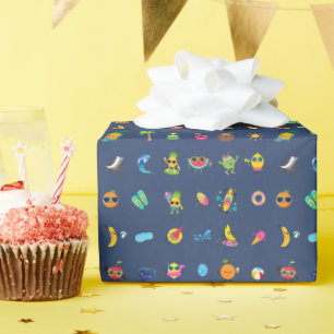 Colorful Cute Fruits Summer Pool Birthday Party  Wrapping Paper