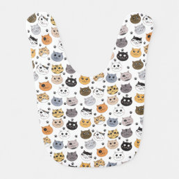 Colorful Cute Funny Cats &amp; Paw Pattern Baby Bib