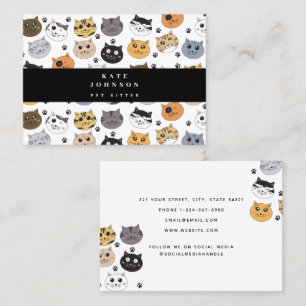 Colorful Cute Funny Cats & Paw Pattern Business Card