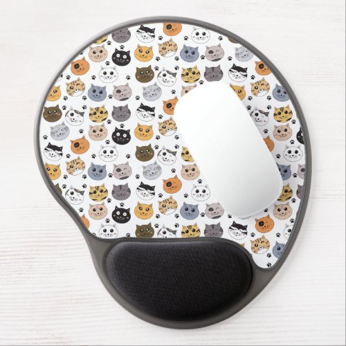 Colorful Cute Funny Cats  Paw Pattern Gel Mouse Pad