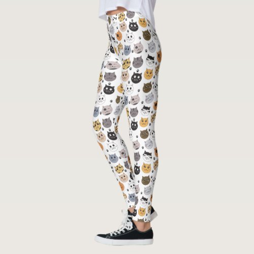 Colorful Cute Funny Cats  Paw Pattern Leggings