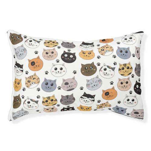 Colorful Cute Funny Cats  Paw Pattern Pet Bed