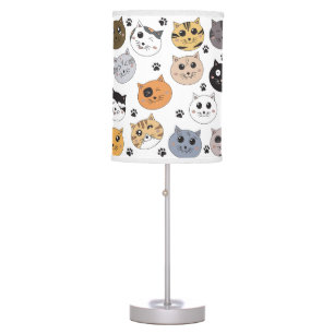 Colorful Cute Funny Cats & Paw Pattern Table Lamp