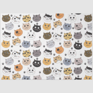Colorful Cute Funny Cats & Paw Pattern Tissue Paper