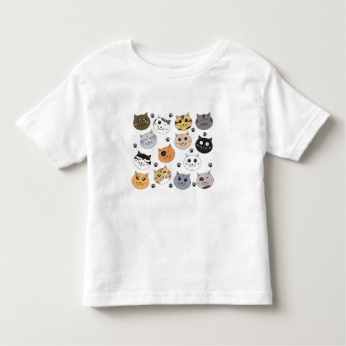 Colorful Cute Funny Cats  Paw Pattern Toddler T_shirt