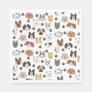 Colorful Cute Funny Dogs & Dog Paw Pattern Napkins