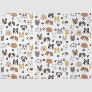 Colorful Cute Funny Dogs & Dog Paw Pattern Tissue Paper