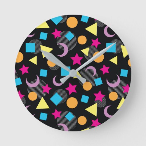 Colorful cute geomettric pattern round clock