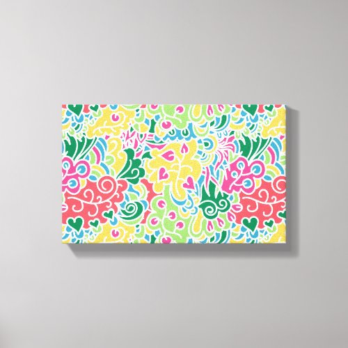 Colorful Cute Groovy Joyful Doodle Art Pattern Canvas Print