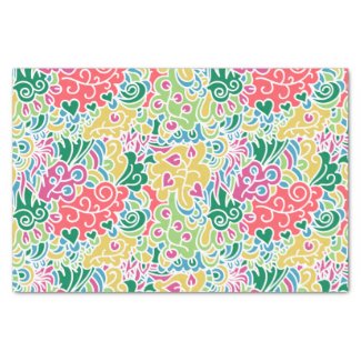 Colorful Cute Groovy Joyful Doodle Art Pattern Tissue Paper