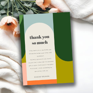 Colorful Cute Groovy Retro Arch Any Age Birthday Thank You Card