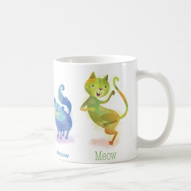 Colorful Cute Happy Cats Mug (Right)
