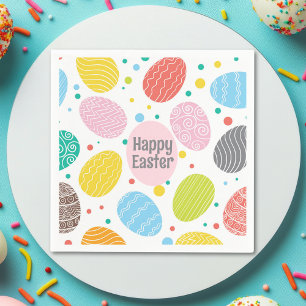 Colorful Cute HAPPY EASTER Eggs Fun Napkins