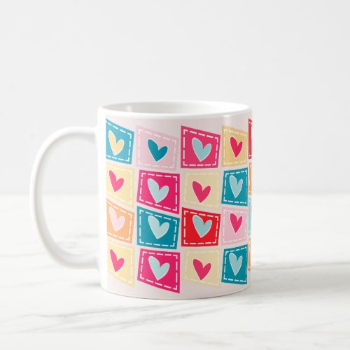 Colorful Cute Heart Pattern Valentines Day Coffee Mug