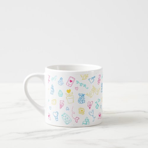 Colorful Cute Heart Shaped Pattern Espresso Cup