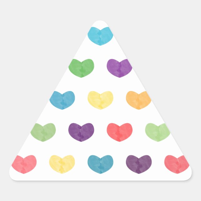 Colorful Cute Hearts VI Triangle Sticker (Front)