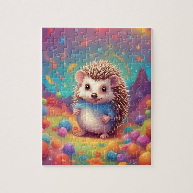 Colorful Cute Hedgehog Jigsaw Puzzle (Vertical)