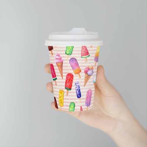 Colorful Cute Ice Cream Summer vibe Striped  Paper Cups